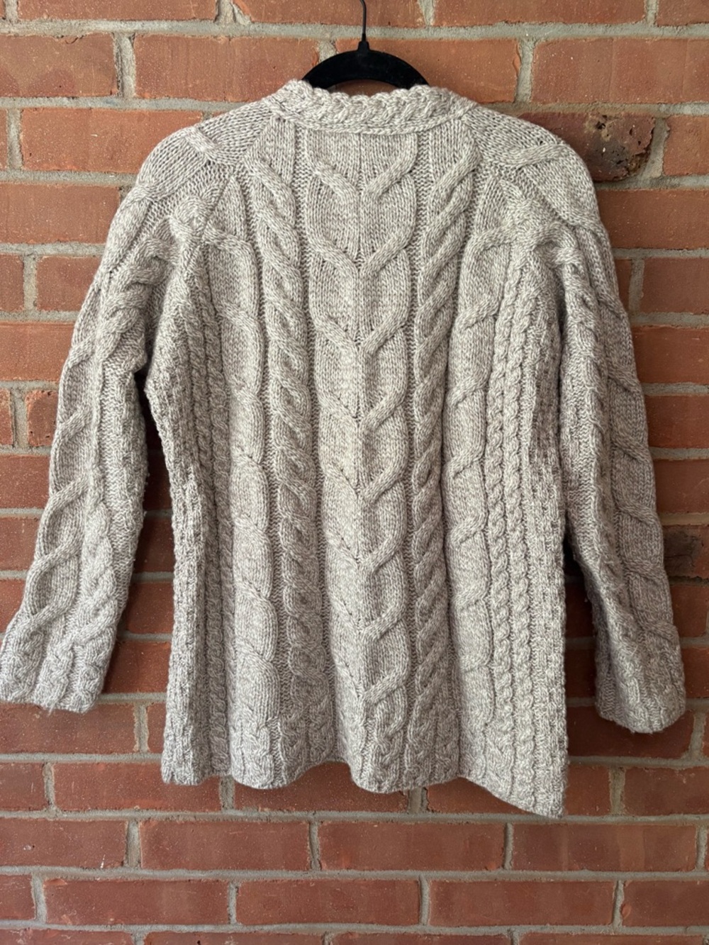 Aran Crafts Sweater Women Medium Gray Merino Wool Cable Knit Fisherman Ireland - Picture 4 of 11